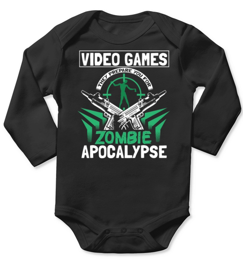 Zombie Apocalypse Gamer Saying Long Sleeve Baby One-Piece