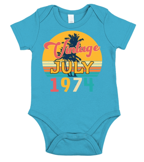 1974 July Vintage With Palm Trees Short Sleeve Baby One-Piece