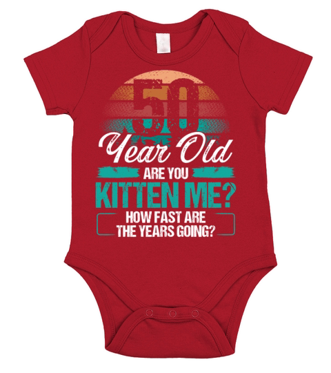 50 Year Old Funny Cat Owner Birthday Idea Kitten Short Sleeve Baby One-Piece