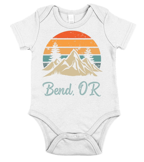 Bend Oregon Retro Vintage Mountain Sunset Outdoors Short Sleeve Baby One-Piece