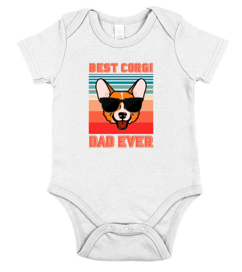 Best Corgi Dad Ever Retro Short Sleeve Baby One-Piece