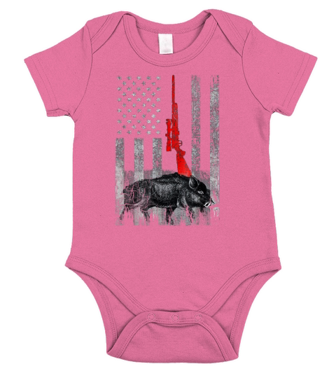Boar Hunting Hog Hunting Deer American Flag T-Shirt Short Sleeve Baby One-Piece