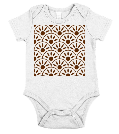 Chocolate Brown Flower Pattern Short Sleeve Baby One-Piece