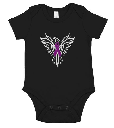 Crohns Disease Awareness Tee Purple Ribbon Phoenix Warrior P Short Sleeve Baby One-Piece