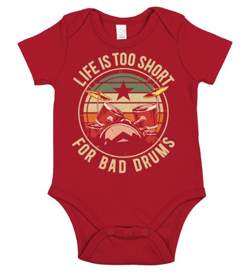 Drummer Drum Set Vintage Retro Short Sleeve Baby One-Piece
