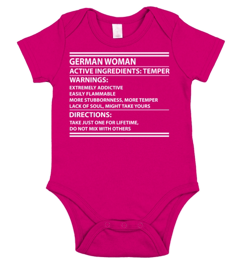 German Woman Active Ingredients Temper Warnings Short Sleeve Baby One-Piece