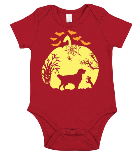 Golden Retriever in Pumpkin Funny Halloween Short Sleeve Baby One-Piece