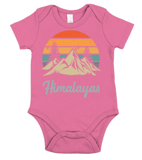 Himalayas Retro Vintage Mountain Sunset Outdoors W Short Sleeve Baby One-Piece