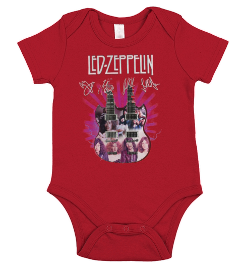 Led Zeppelin signatures two guitar shirt Short Sleeve Baby One-Piece