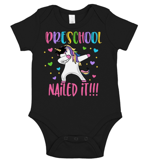 Preschool Nailed It Graduation Dabbing Unicorn shirt Short Sleeve Baby One-Piece