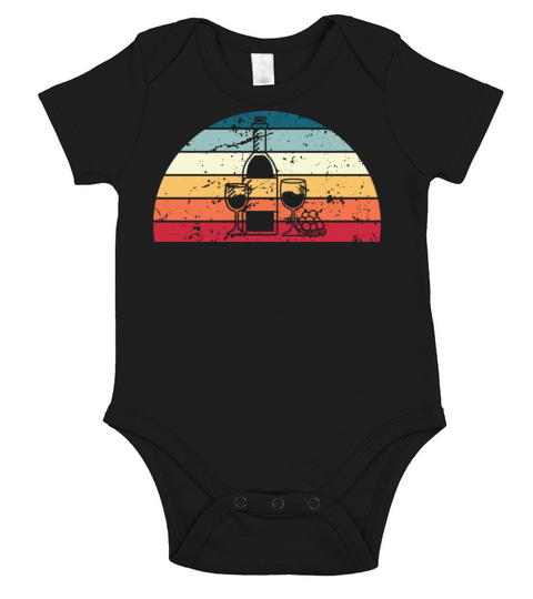 Retro Wine Tasting Sunset Vintage alcohol Sunrise Short Sleeve Baby One-Piece