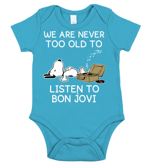Snoopy We are never too old to listen to Bon Jovi Short Sleeve Baby One-Piece