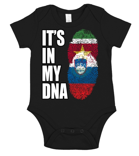 Surinamese And Slovenian Vintage Heritage DNA Flag Short Sleeve Baby One-Piece