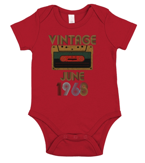 Vintage Birthday Cassette Tape June 1968 52nd Short Sleeve Baby One-Piece