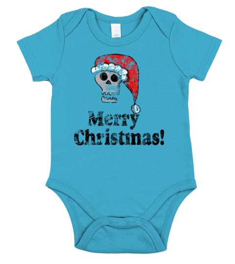 Vintage Merry Christmas Santa skull 3 Short Sleeve Baby One-Piece