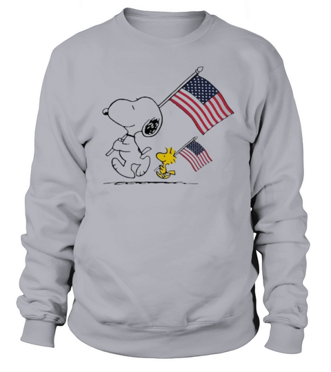 Snoopy and Woodstock holding American flag 4th of july shirtn Sweatshirt Unisex