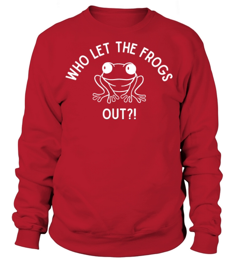Who Let The Frogs Out White Minimal Frog Drawing Sweatshirt Unisex