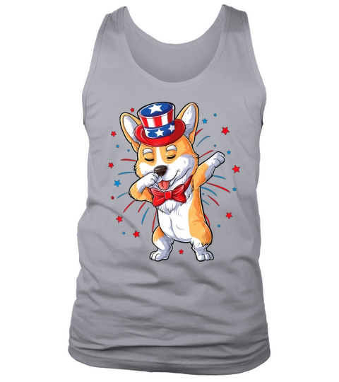 Dabbing Corgi 4th Of July Men Women Usa American Flag Premium Shirt Tank Top Unisex