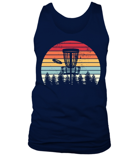Disc Golf Retro Distressed Trees Sunset Tank Top Unisex