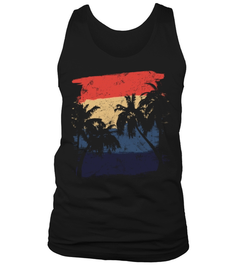 Retro Coconut Palm Tree Hawaiian Beach Vacation Tank Top Unisex