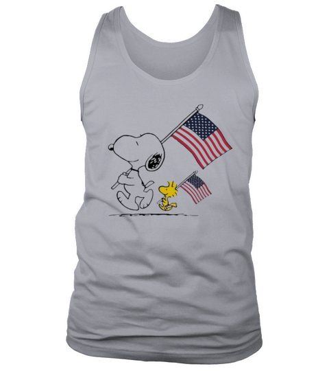 Snoopy and Woodstock holding American flag 4th of july shirtn Tank Top Unisex