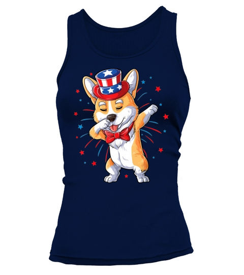 Dabbing Corgi 4th Of July Men Women Usa American Flag Premium Shirt Tank top Woman