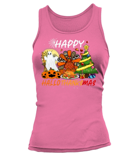 Happy Hallothanksmas Funny Halloween Thanksgiving Tank top Woman