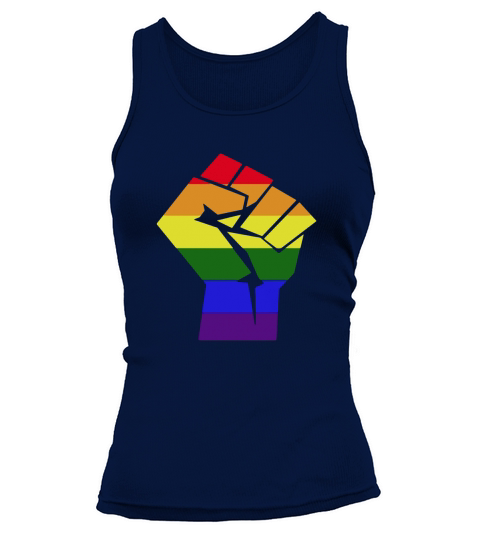 LGBT Gay Rights National Pride March T-Shirt - Rainbow Fist Tank top Woman
