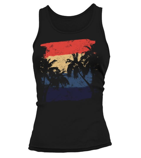 Retro Coconut Palm Tree Hawaiian Beach Vacation Tank top Woman