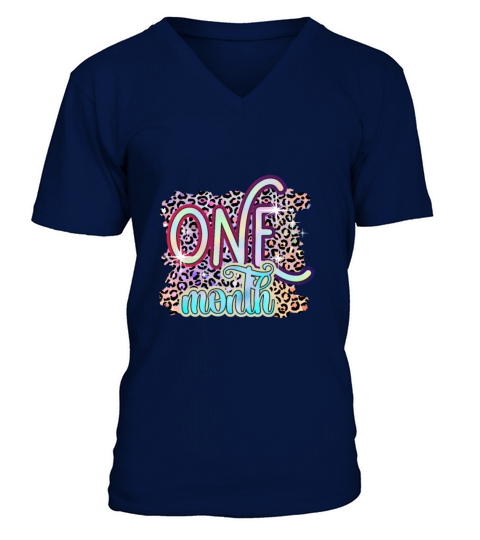 1 One Month Funny Baby Birthday Gift Design V-Neck T-shirt