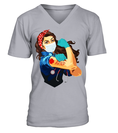 Advanced Registered Nurse Practitioner Arnp Frontline Workers Nurse Strong Rosie Riveter V-Neck T-shirt