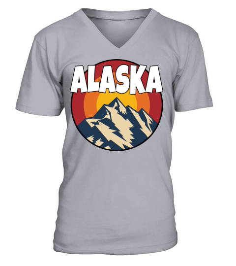 Alaska - Colorful Mountain Range V-Neck T-shirt