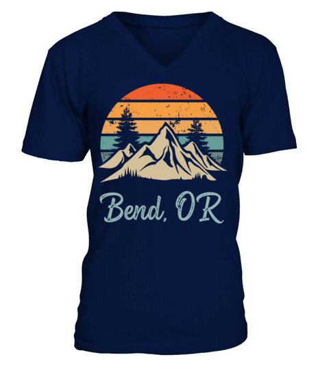 Bend Oregon Retro Vintage Mountain Sunset Outdoors V-Neck T-shirt