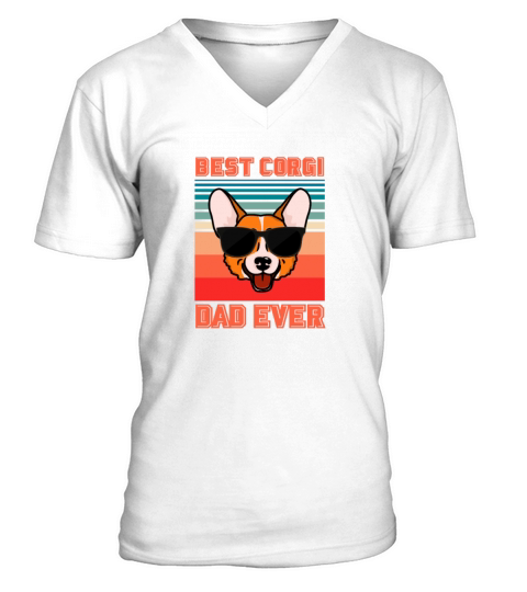Best Corgi Dad Ever Retro V-Neck T-shirt
