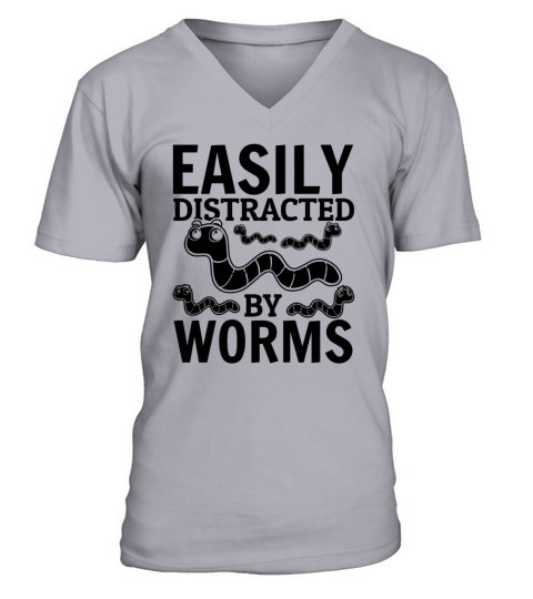 Cute Worm Lover Compost Worm Easily Distracted By V-Neck T-shirt