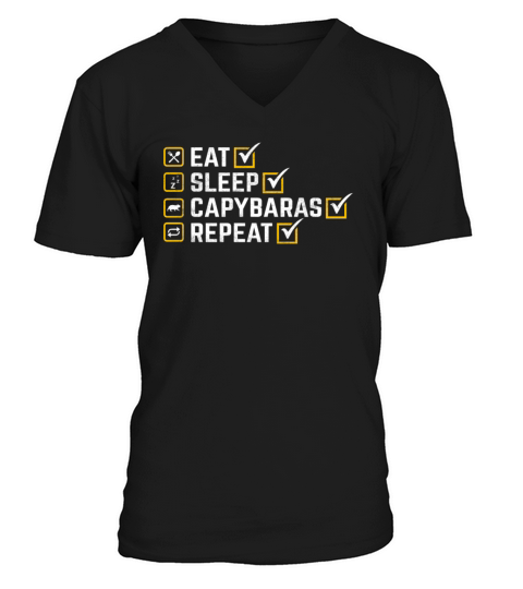 Eat Sleep Capybaras Repeat - Funny Rodent Capybara V-Neck T-shirt
