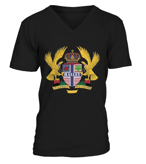 Halley Family Crest For American People - Halley Family T-Shirt, Hoodie, Sweatshirt V-Neck T-shirt
