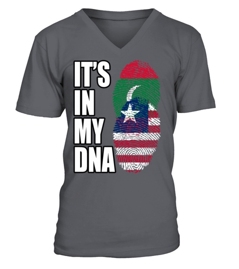 Maldivian And Liberian Mix Heritage DNA Flag V-Neck T-shirt