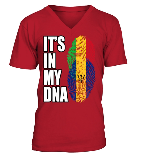 Malian And Barbadian Mix Heritage DNA Flag V-Neck T-shirt