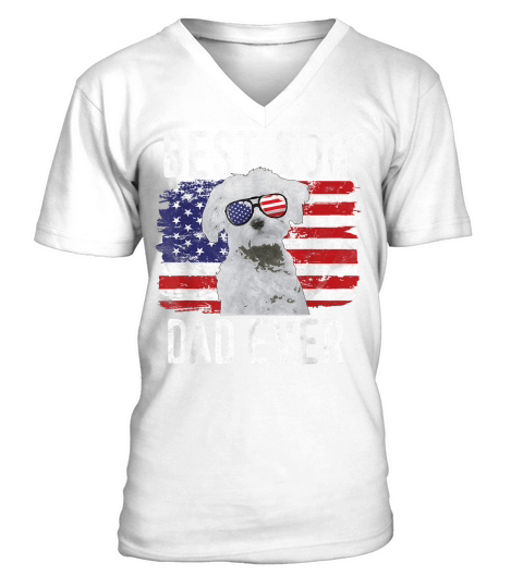 Mens American Flag Best Dog Dad Ever Maltese USA T-Shirt V-Neck T-shirt