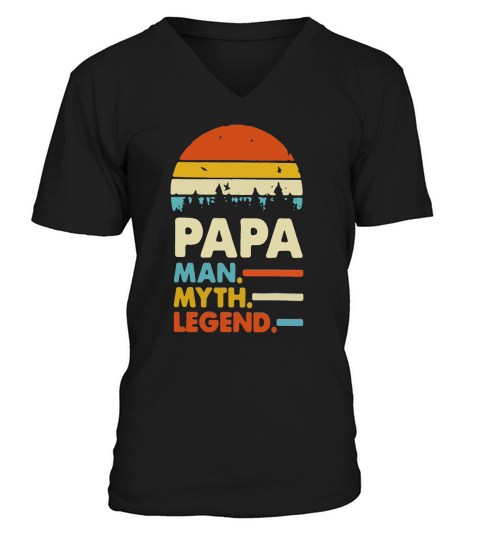 Papa man myth legend vintage shirt V-Neck T-shirt
