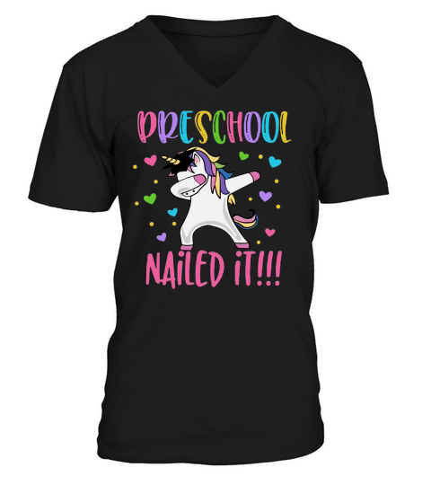 Preschool Nailed It Graduation Dabbing Unicorn shirt V-Neck T-shirt
