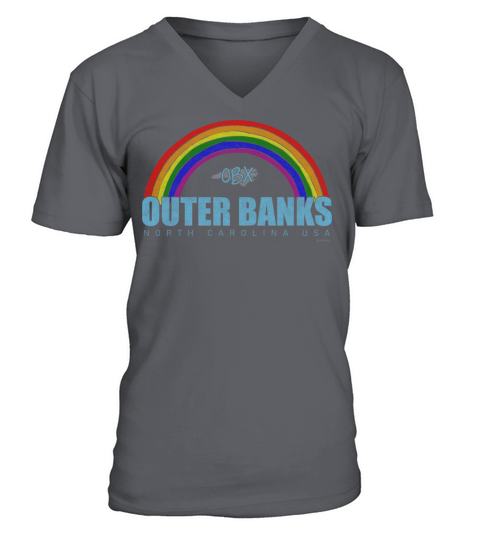 Rainbow Outer Banks OBX North Carolina USA Vintage V-Neck T-shirt