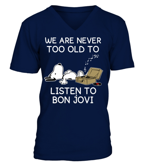 Snoopy We are never too old to listen to Bon Jovi V-Neck T-shirt