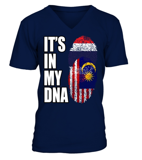 Thai And Malaysian Vintage Heritage DNA Flag V-Neck T-shirt