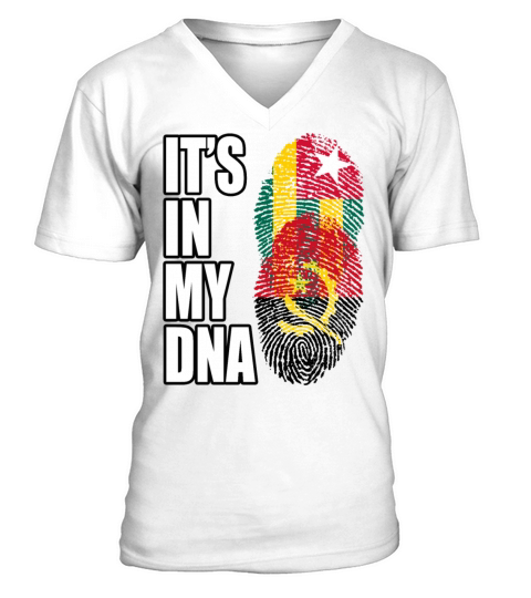 Togolese And Angolan Mix Heritage DNA Flag V-Neck T-shirt