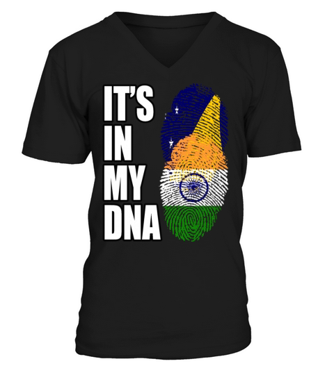 Tokelauan And Indian Mix Heritage DNA Flag V-Neck T-shirt