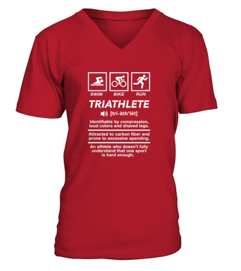 Triathlon Triathlete TShirt Definition of Swim Bike  Run V-Neck T-shirt