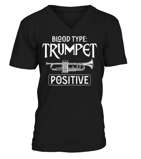 Trumpet Player Vintage Blood Type V-Neck T-shirt