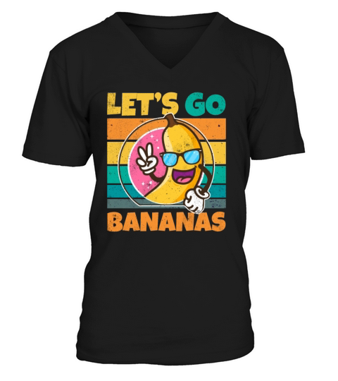 Vintage Lets Bananas Funny Peace Banana V-Neck T-shirt